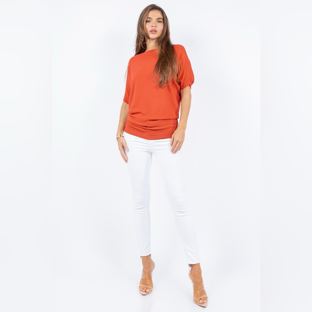 Fancy Fashion Summer Rusty Orange Stretch knit Top